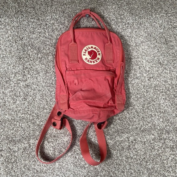 Fjallraven Backpack Pink Mini Kanken Pink Pockets Zipper Logo Outdoor Bag - Picture 1 of 5